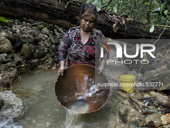 Salur(50) is washing Tin in stream. Malaysia is one of the most fast developing country nevertheless , the modernism there is a group of peo...