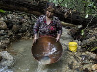 Salur(50) is washing Tin in stream. Malaysia is one of the most fast developing country nevertheless , the modernism there is a group of peo...