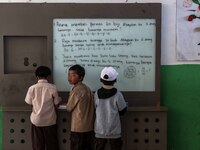 Students in a general class at a school in Tugu Utara Village, Regency Bogor, West Java province, Indonesia on 2 June, 2022. (