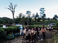 Students walking to school through the tea plantations in Tugu Utara Village, Regency Bogor, West Java province, Indonesia on 2 June, 2022....