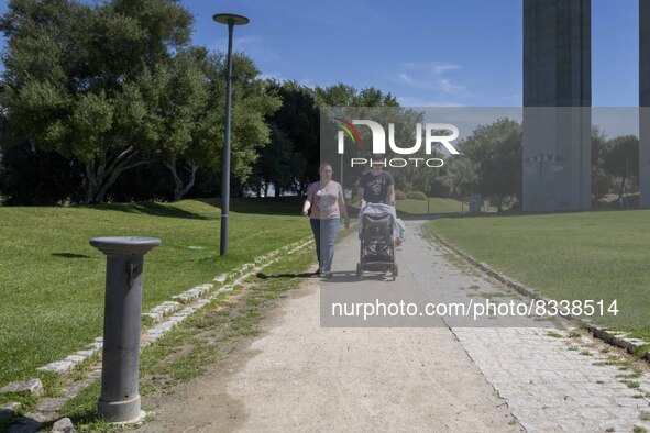 People are seen performing outdoor activities in the surroundings of the Vasco da Gama walkway, close to the Tejo river. Lisbon, 02 May 2022...