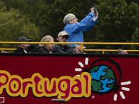 A person is seen taking photos from a tourist bus in the vicinity of the Marquez de Pombal monument. Lisbon, June 03, 2022. Portugal has alr...