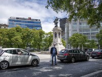 A person wearing a protective mask is seen walking in the vicinity of the Saldanha district. Lisbon, June 03, 2022. Portugal has already pas...