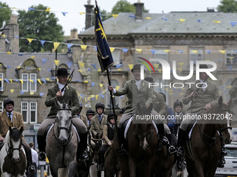 Hawick Cornet 2022, Greig Middlemass accompanied by Right Hand Man, Connor Brunton [2019 Cornet] and Left Hand Man, Gareth Renwick [2018 Cor...