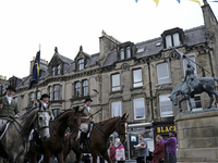 Hawick Cornet 2022, Greig Middlemass accompanied by Right Hand Man, Connor Brunton [2019 Cornet] and Left Hand Man, Gareth Renwick [2018 Cor...