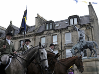 Hawick Cornet 2022, Greig Middlemass accompanied by Right Hand Man, Connor Brunton [2019 Cornet] and Left Hand Man, Gareth Renwick [2018 Cor...