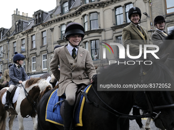 Mounted supporters follow the cornet in the Hugh street

The Hawick Common Riding is the first of the Border Common Ridings and celebrates b...