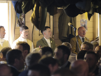 Hawick Common Riding  Chairman, ex-cornet John Hogg, addresses the company in the Hut at St Leonards. The Hawick Common Riding is the first...