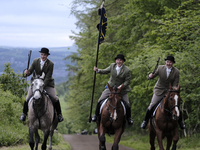 Hawick Cornet 2022, Greig Middlemass accompanied by Right Hand Man, Connor Brunton [2019 Cornet] and Left Hand Man, Gareth Renwick [2018 Cor...