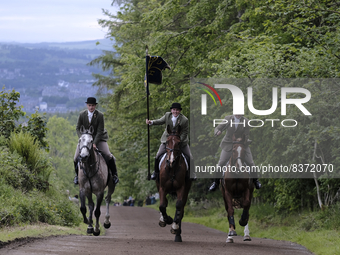 Hawick Cornet 2022, Greig Middlemass accompanied by Right Hand Man, Connor Brunton [2019 Cornet] and Left Hand Man, Gareth Renwick [2018 Cor...