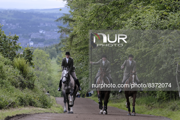 Hawick Cornet 2022, Greig Middlemass accompanied by Right Hand Man, Connor Brunton [2019 Cornet] and Left Hand Man, Gareth Renwick [2018 Cor...