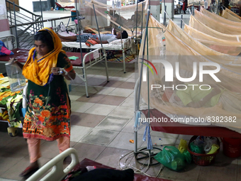 Dengue-infected patients are treated in a special ward of Mugda general hospital in Dhaka, Bangladesh on June 11, 2022. The number of dengue...