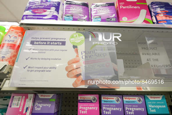 View of Plan B One-step birth control in New York City, USA on June 28, 2022. 
“CVS is limiting the number of the emergency contraceptives c...