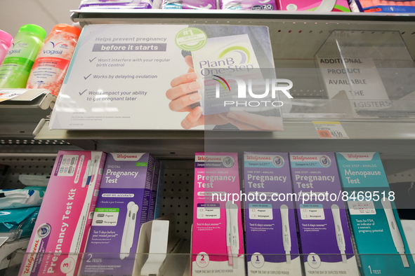 View of Plan B One-step birth control in New York City, USA on June 28, 2022. 
“CVS is limiting the number of the emergency contraceptives c...