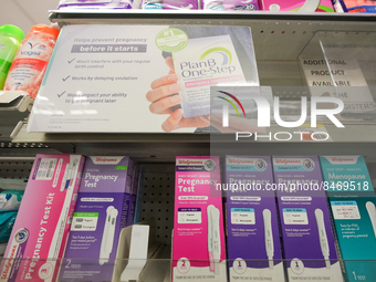 View of Plan B One-step birth control in New York City, USA on June 28, 2022. 
“CVS is limiting the number of the emergency contraceptives c...