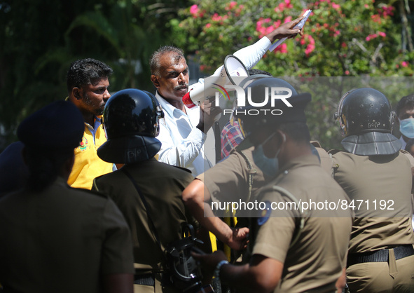 Sri Lankan health workers shout slogans in protest amid the country’s economic crisis in Colombo, Sri Lanka, June 29, 2022.