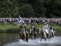 Galashiels, UK. 02 Jul.2022.  
Principals Fording the River Tweed at Galafoot.

GALASHIELS BRAW LADS GATHERING was reinstituted in 1930 to c...