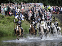 Galashiels, UK. 02 Jul.2022.  
Principals Fording the River Tweed at Galafoot.

GALASHIELS BRAW LADS GATHERING was reinstituted in 1930 to c...