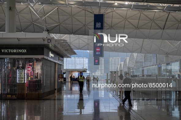 The Departure Hall inside Hong Kong International Airport on July 7, 2022 in Hong Kong, China. The Hong Kong Government announce that it wil...