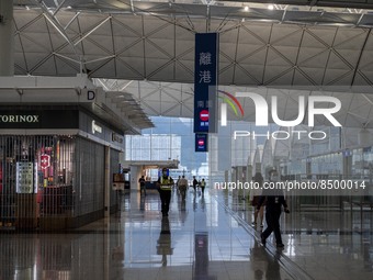 The Departure Hall inside Hong Kong International Airport on July 7, 2022 in Hong Kong, China. The Hong Kong Government announce that it wil...