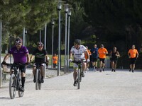 People are seen performing outdoor activities near the Herois do Mar promenade, in the vicinity of the Vasco da Gama bridge. Lisbon 03 July...