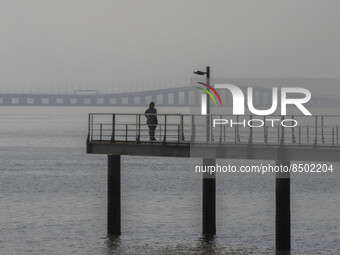 People are seen performing outdoor activities near the Herois do Mar promenade, in the vicinity of the Vasco da Gama bridge. Lisbon 03 July...