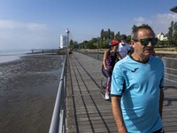 People are seen performing outdoor activities near the Herois do Mar promenade, in the vicinity of the Vasco da Gama bridge. Lisbon 03 July...