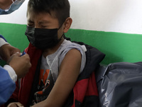  A child receives a Pfizer first dose at the  Portales Health Center during a health campaign to children under 9 years of age  at the start...