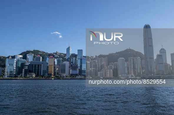 A General View Showing the Hong Kong Skyline on July 12, 2022 in Hong Kong, China. The Hong Kong Government announce that it would extend so...