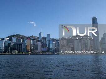 A General View Showing the Hong Kong Skyline on July 12, 2022 in Hong Kong, China. The Hong Kong Government announce that it would extend so...