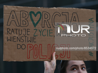 An activist holds a placard with words 'Abortion saves lives, unlike the police'.
Polish activist, Justyna Wydrzynska is facing three years...