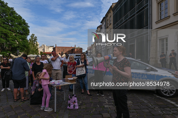 Activists gather outside of Police Station in Kazimierz area of Krakow during a Solidarity protest with Justyna Wydrzynska.
Polish activist,...