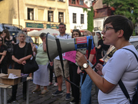 Activists gather outside of Police Station in Kazimierz area of Krakow during a Solidarity protest with Justyna Wydrzynska.
Polish activist,...