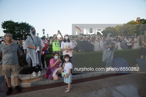 Hong Kong, China, 10 Jul 2022, People watch a show in Hong Kong Disneyland. 