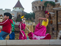 Hong Kong, China, 10 Jul 2022, A performer dances at Hong Kong Disneyland. (