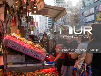 Hong Kong, China, 16 Jul 2022, People buy fruits in Yuen Long. (