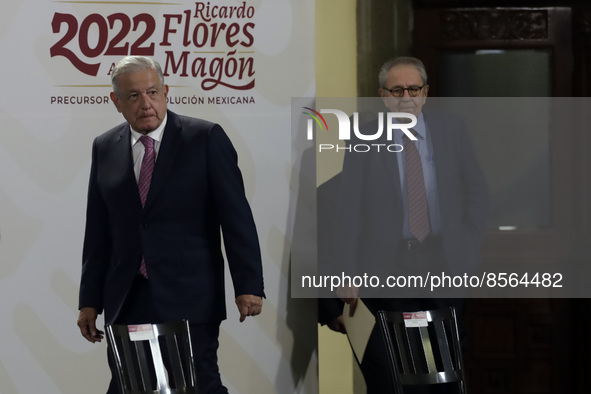 July 19, 2022, Mexico City, Mexico: Mexico’s President Andres Manuel Lopez Obrador and Mexico’s Health Minister Jorge Alcocer attend at  the...