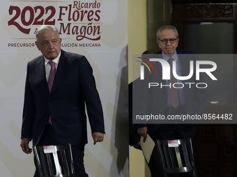 July 19, 2022, Mexico City, Mexico: Mexico’s President Andres Manuel Lopez Obrador and Mexico’s Health Minister Jorge Alcocer attend at  the...