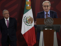 July 19, 2022, Mexico City, Mexico: Mexico’s President Andres Manuel Lopez Obrador is seen behind Mexico’s Health Minister Jorge Alcocer whi...