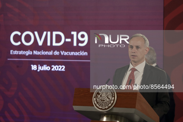 July 19, 2022, Mexico City, Mexico: Mexico's Undersecretary Health Hugo Lopez Gatell  speaks during  the Health  weekly report  at the Natio...