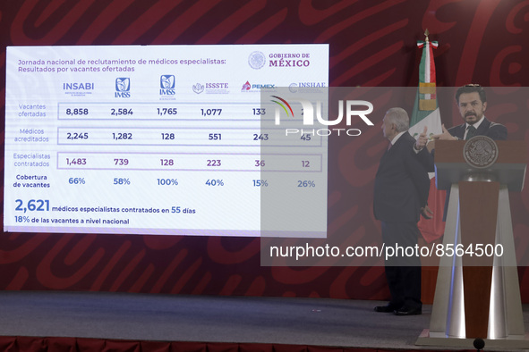 July 19, 2022, Mexico City, Mexico: Director of the Mexican Institute of Social Security, Zoe Robledo speaks during  the Health  weekly repo...