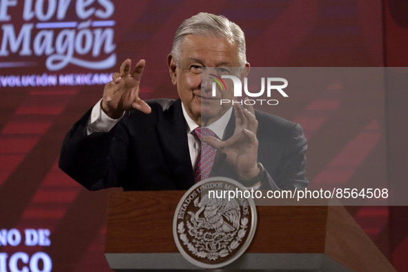 July 19, 2022, Mexico City, Mexico’s President Andres Manuel Lopez Obrador  speaks during  the Health  weekly report  at the National Palace...