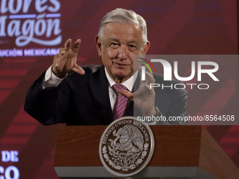 July 19, 2022, Mexico City, Mexico’s President Andres Manuel Lopez Obrador  speaks during  the Health  weekly report  at the National Palace...