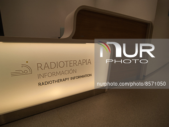 The information booth for radiotherapy seen during the inauguration of the CTIC (Treatment and Investigation on Cancer Centre) the most mode...