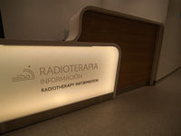 The information booth for radiotherapy seen during the inauguration of the CTIC (Treatment and Investigation on Cancer Centre) the most mode...