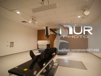 A radiotherapy operation room with a CyberKnife Accuray robot for operations seen during the inauguration of the CTIC (Treatment and Investi...