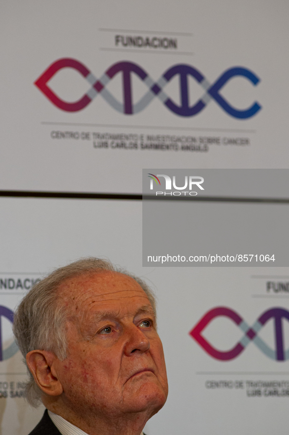 Colombian billionaire Luis Carlos Sarmiento Angel gives a press conference during the inauguration of the CTIC (Treatment and Investigation...