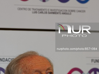 Colombian billionaire Luis Carlos Sarmiento Angel gives a press conference during the inauguration of the CTIC (Treatment and Investigation...