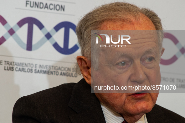 Colombian billionaire Luis Carlos Sarmiento Angel gives a press conference during the inauguration of the CTIC (Treatment and Investigation...