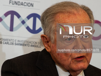 Colombian billionaire Luis Carlos Sarmiento Angel gives a press conference during the inauguration of the CTIC (Treatment and Investigation...